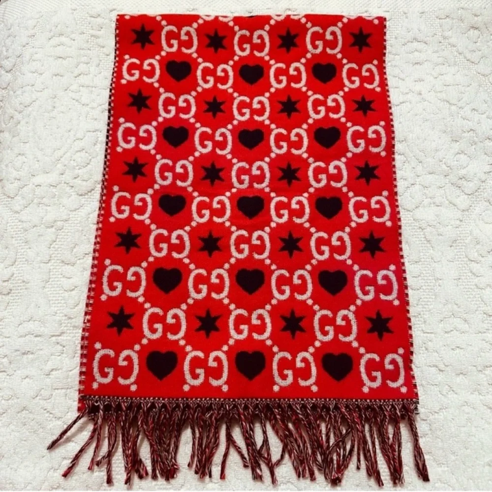 Gucci | Scarf | GG Hearts Wool Scarf